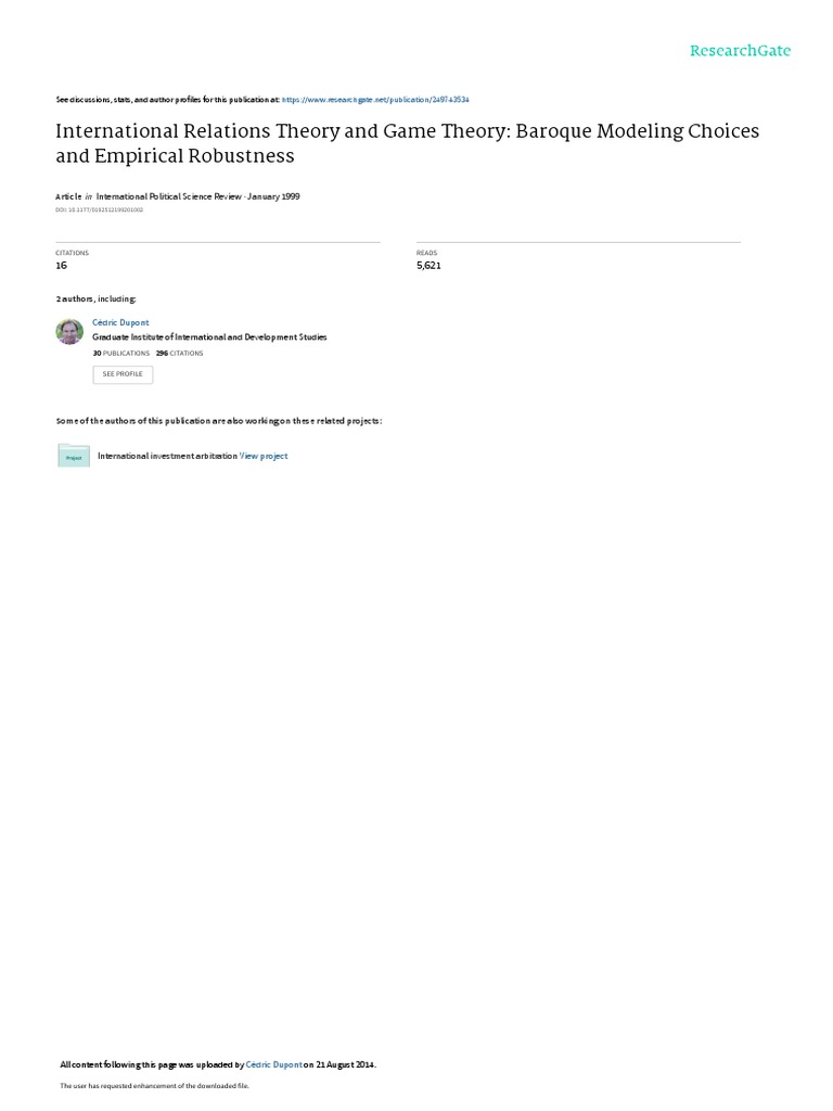 WHAT IS GAME THEORY INTERNATIONAL RELATIONS intelligence overview