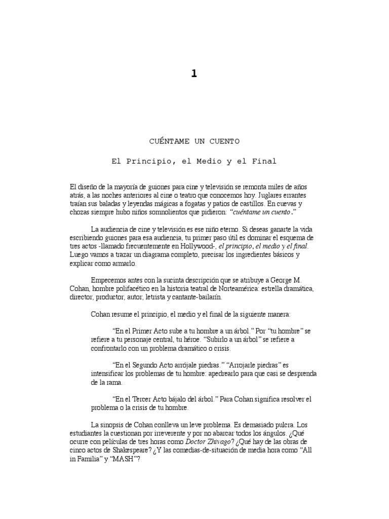 Cómo contar una historia: El esquema del principio, medio y final | PDF ...