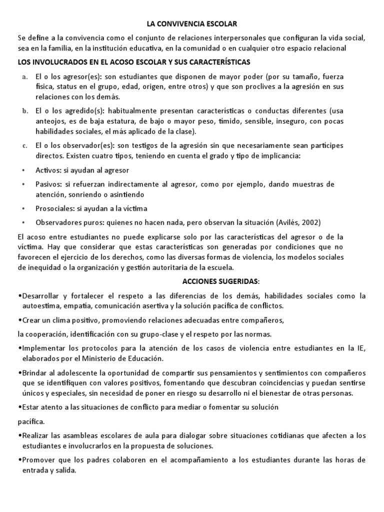 Estrategias para Mejorar la Convivencia Escolar | PDF | Violencia ...