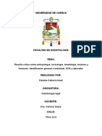 Reseña Crítica Sobre Antropología, Toxicología, Tanatología, Lesiones y Fracturas, Identificación General e Individual, ADN y Laborales