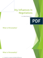 Personality Influences in Negotiations