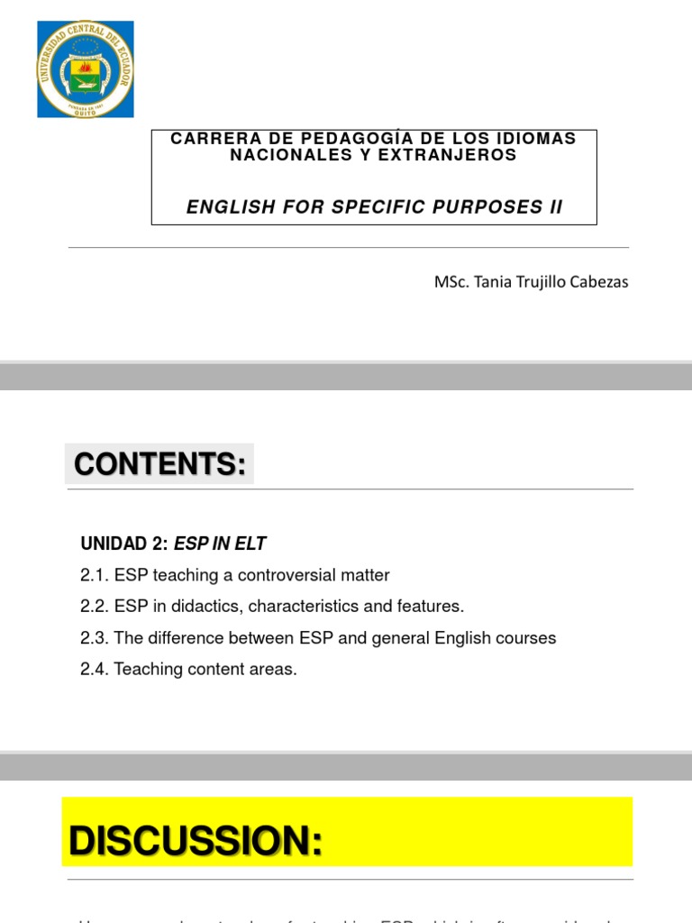 Understanding ESP in ELT | PDF | English As A Second Or Foreign ...