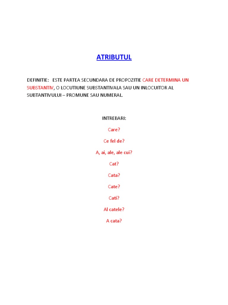 Atributul - Exemple | PDF