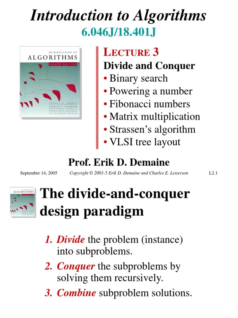 Introduction To Algorithms: Divide and Conquer | PDF | Mathematical ...