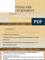 Identifying The Thesis Statement: English For Academic and Professional Purposes