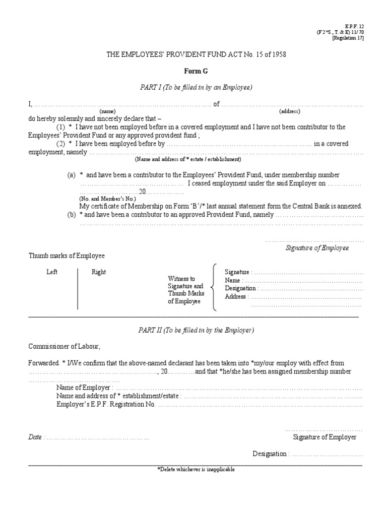 Employees' Provident Fund Form G | PDF | Government | Labor