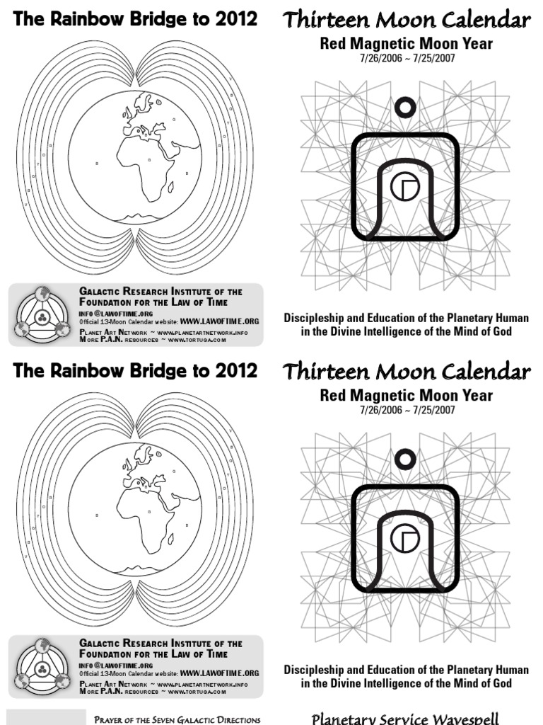 13 Moon Pocket Calendar PDF Moon Sun