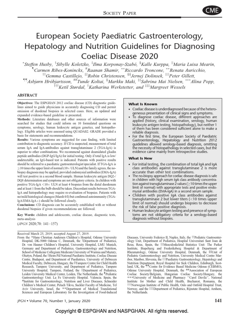 European Society Paediatric Gastroenterology, Hepatology and Nutrition
