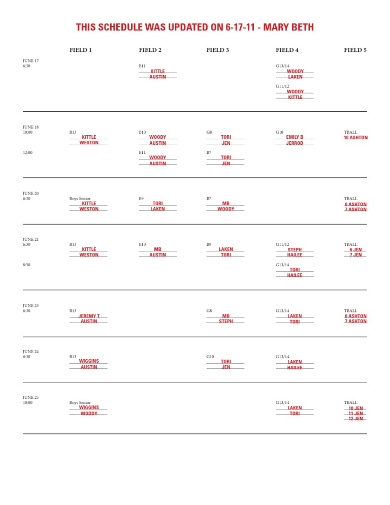 June Sports Schedule 2023 | PDF