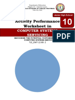 Activity Performance Worksheet In: Computer Systems Servicing