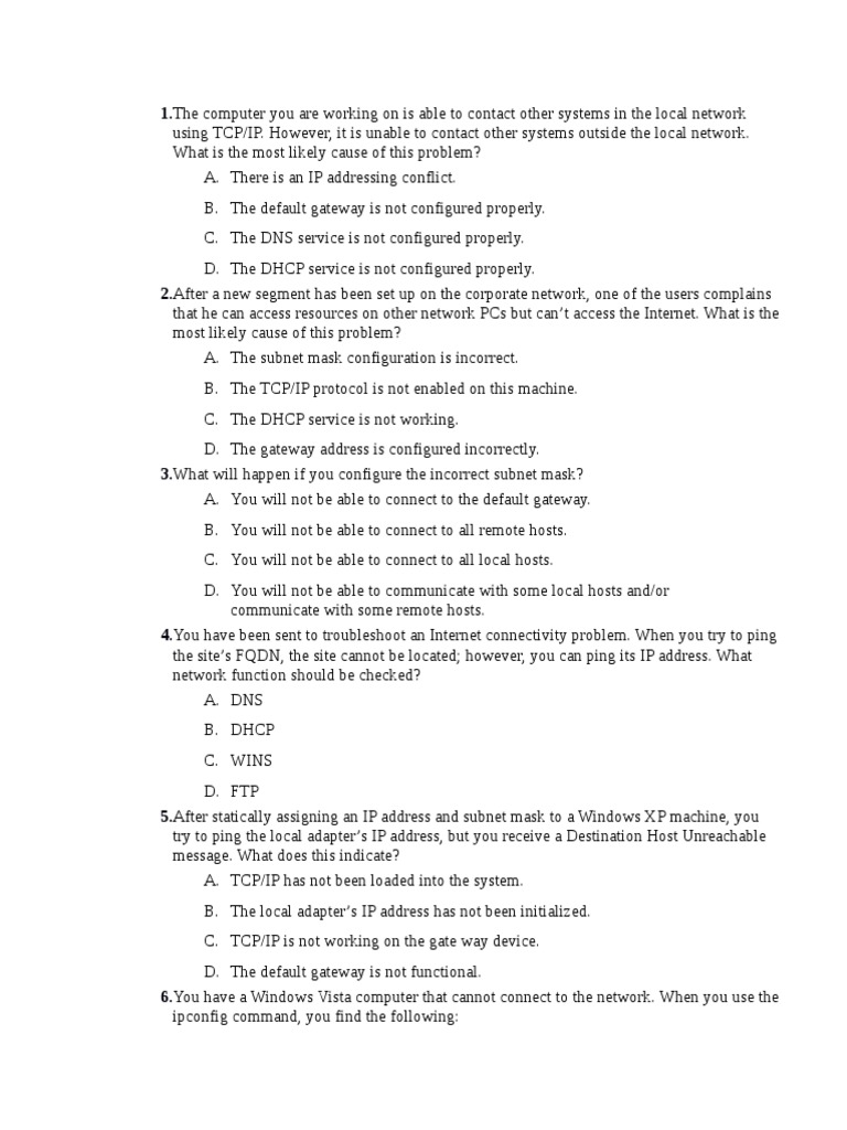 Troubleshooting Network Connectivity Issues | PDF | Ip Address ...