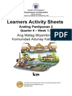 Learners Activity Sheets: Ang Matag Miyembro Sa Komunidad Adunay Katungod
