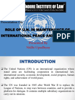 Role of U.N. in Maintenance of International Peace and Security