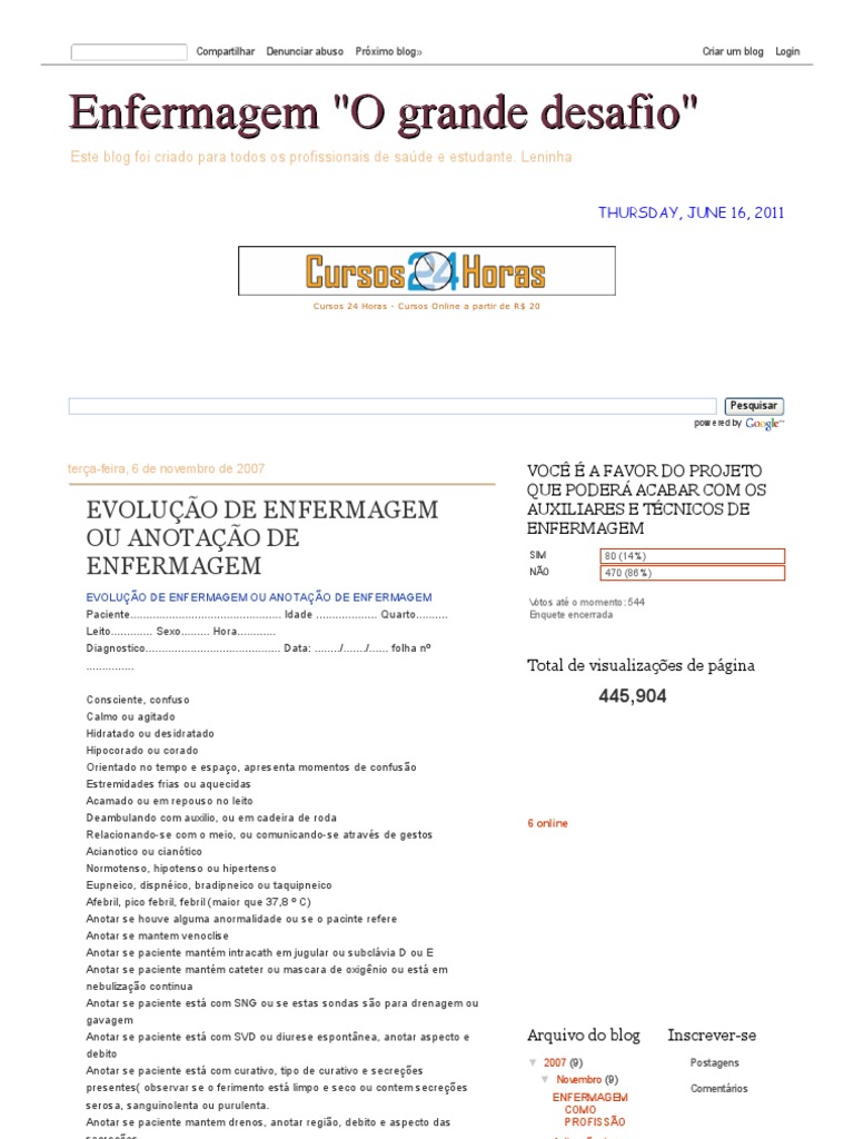 Diferença Entre Anotação De Enfermagem E Evolução