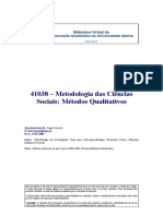 41038 - Metodologia Das Ciências Sociais - Metodos Qualitativos - (Apontamentos) Jorge Loureiro