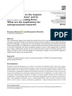 A Commentary On The Impacts of Great Lockdown' and Its Aftermath On Scaling Firms: What Are The Implications For Entrepreneurial Research?