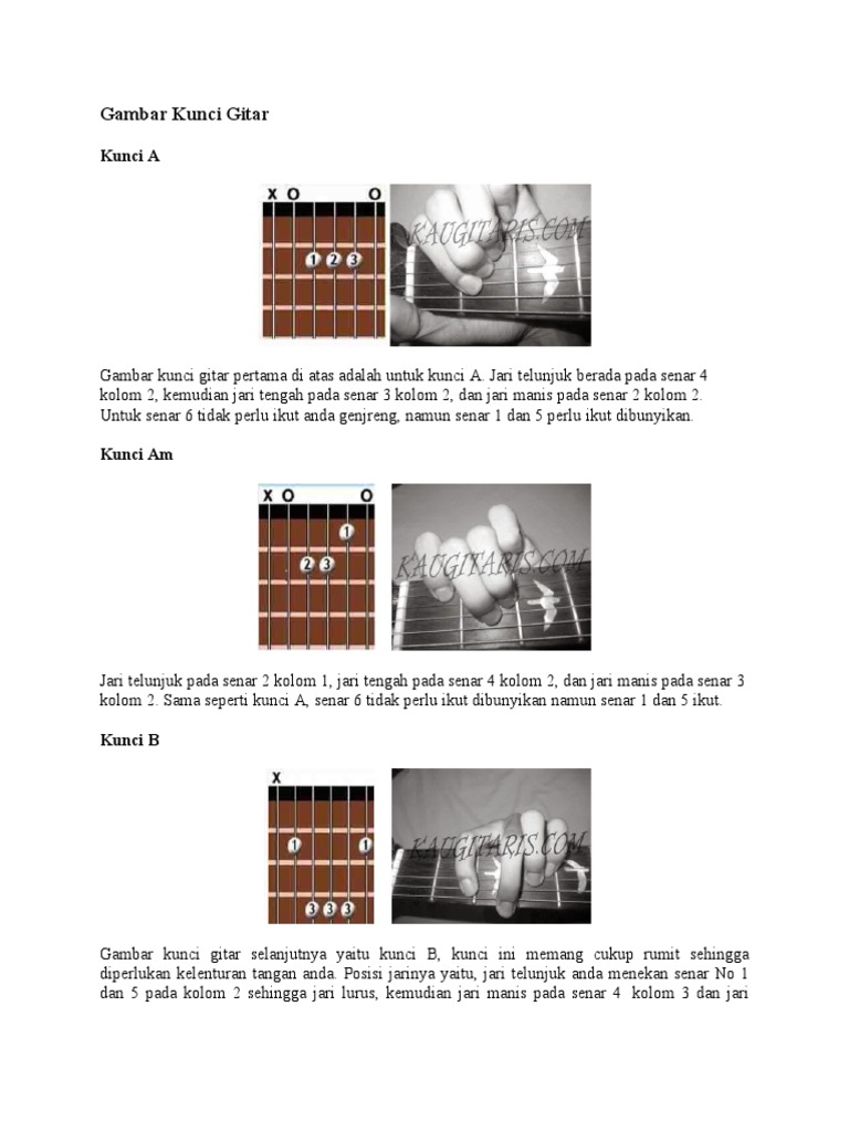 Gambar Kunci Gitar Dasar untuk Pemula | PDF