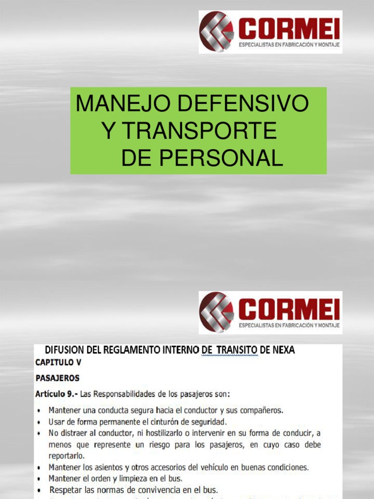 Manejo Defensivo y Transporte de Personal | PDF | Accidente de tráfico