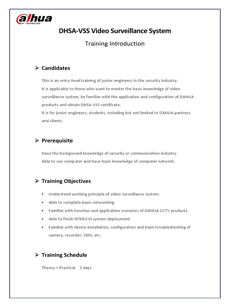 DHSA-VSS Video Surveillance System: Training Introduction | PDF ...
