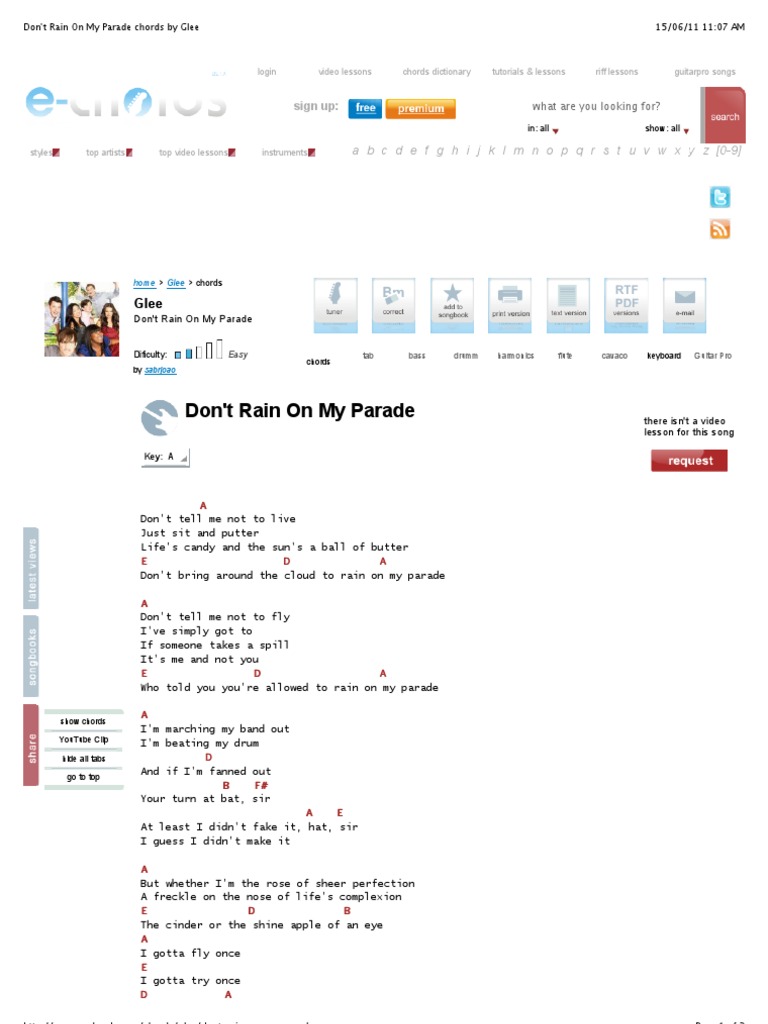 Rain On My Parade Karaoke Glee