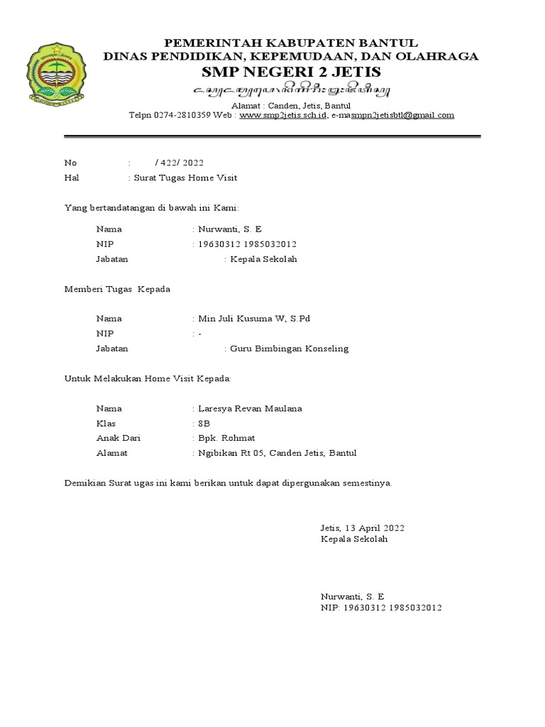 Surat Tugas Home Visit New PDF