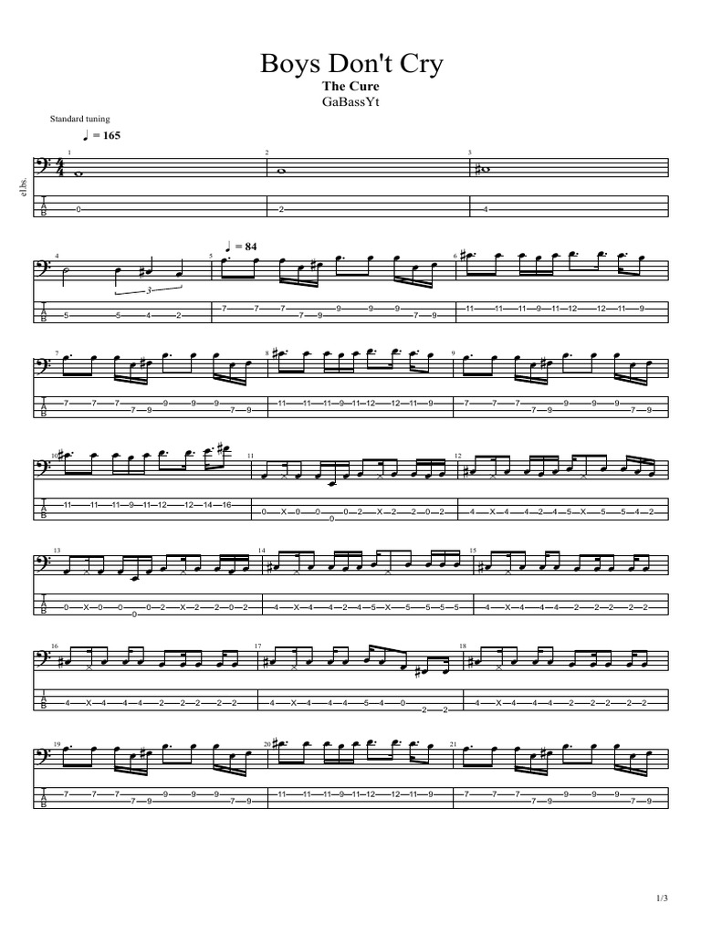 Boys Don't Cry Bass Tab Guide | PDF