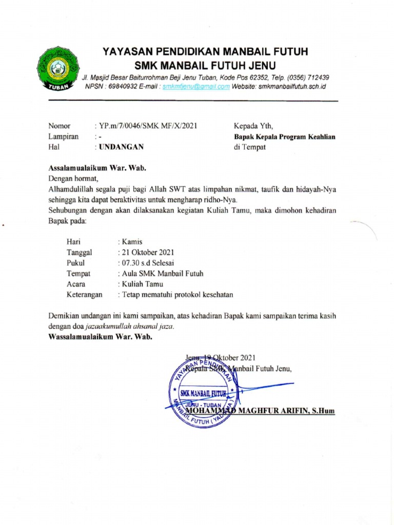 Undangan Kuliah Tamu | PDF