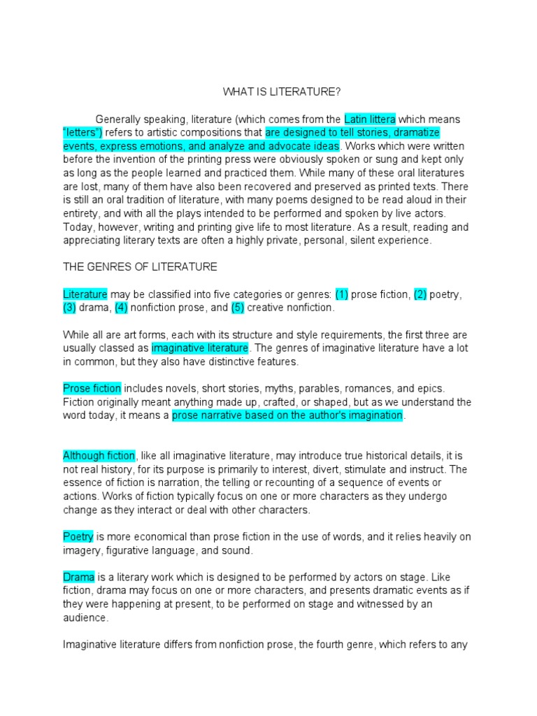 What Is Literature PDF Narrative Poetry