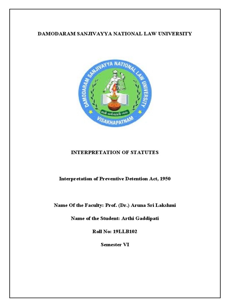 Preventive Detention Act Pdf Remand Detention Arrest