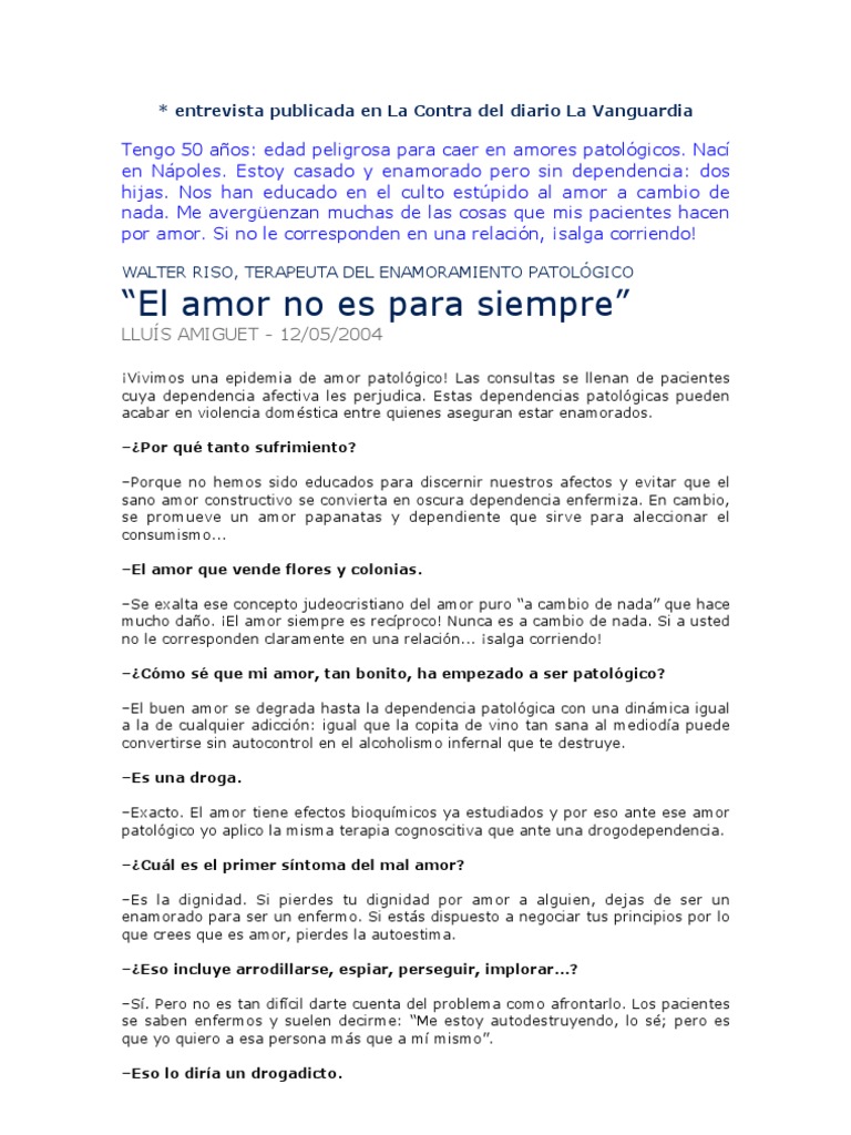 Riso - El Amor No Es para Siempre | PDF