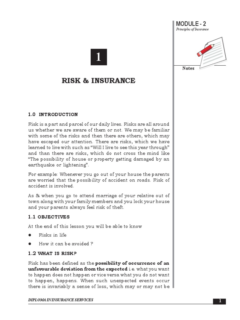 MODULE 2 Principles of Insurance Notes 1 | PDF | Risk | Risk Management