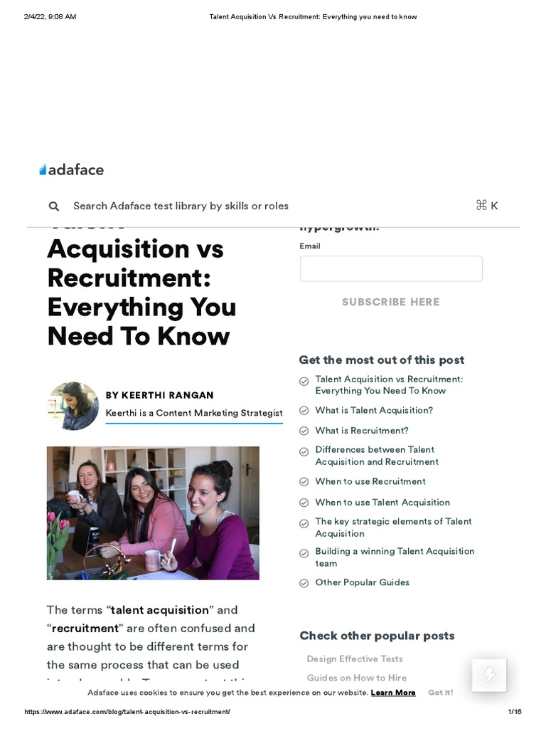 Talent Acquisition Vs Recruitment - Everything You Need To Know | PDF ...