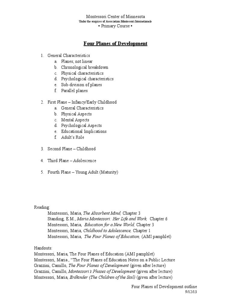 Four Planes of Development Outline | PDF