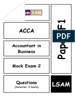 Accountant in Business Mock Exam 2: (Duration: 3 Hours)
