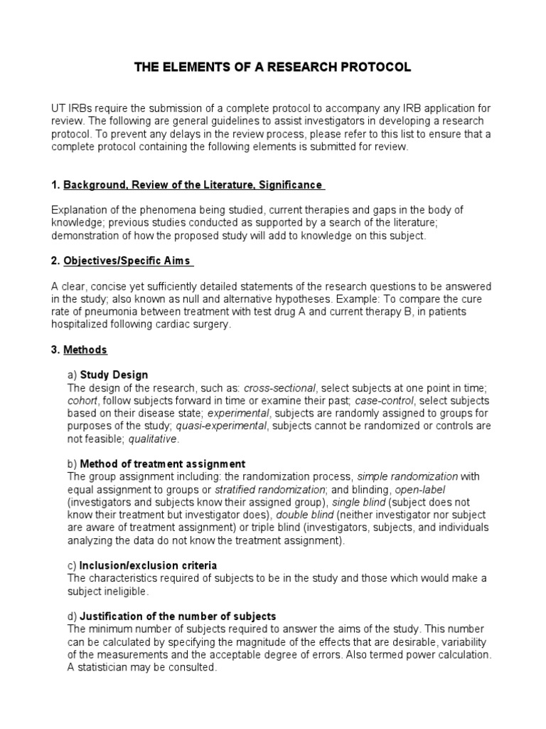 The Elements of A Research Protocol | PDF | Statistics | Survey Methodology