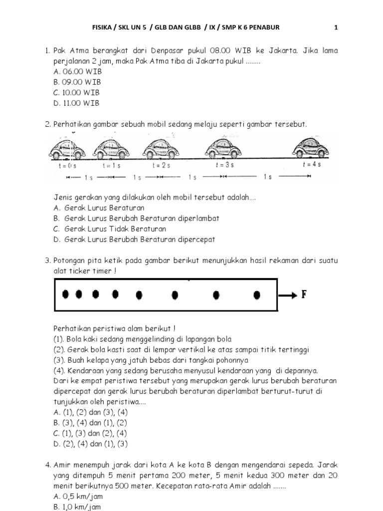 Soal Ulangan Online Fisika Kelas 8 Tentang Gerak - TK Paud