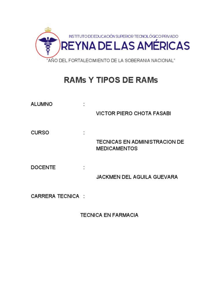 RAMs Y TIPOS DE RAMs | PDF | Medicamentos con receta | Farmacología