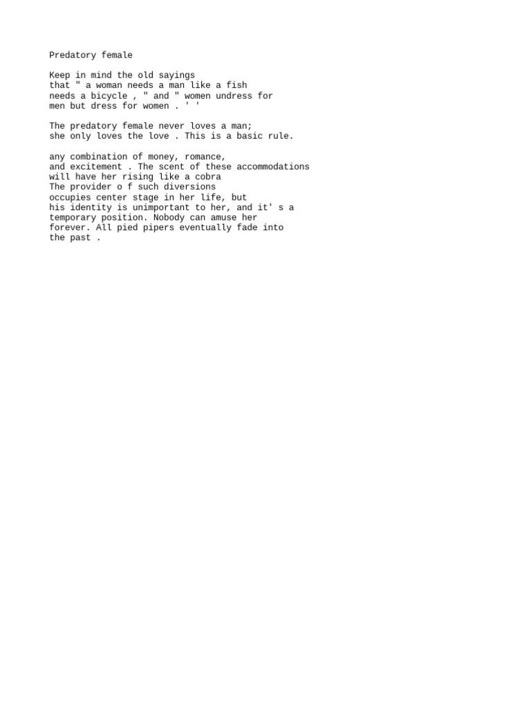 Predatory Female Notes | PDF