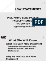 Cash Flow Statements: Prof. Puttu Guru Prasad Faculty Member Inc Guntur