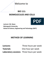 BIO 111: Biomolecules and Cells: Welcome To