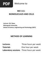 BIO 111: Biomolecules and Cells: Welcome To