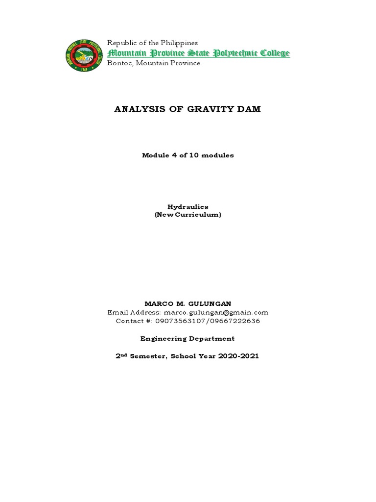 Gravity Dam Analysis and Uplift Considerations | PDF | Dam | Pressure