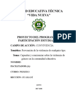 Unidad Educativa Técnica "Vida Nueva": Proyecto Del Programa de Participación Estudiantil