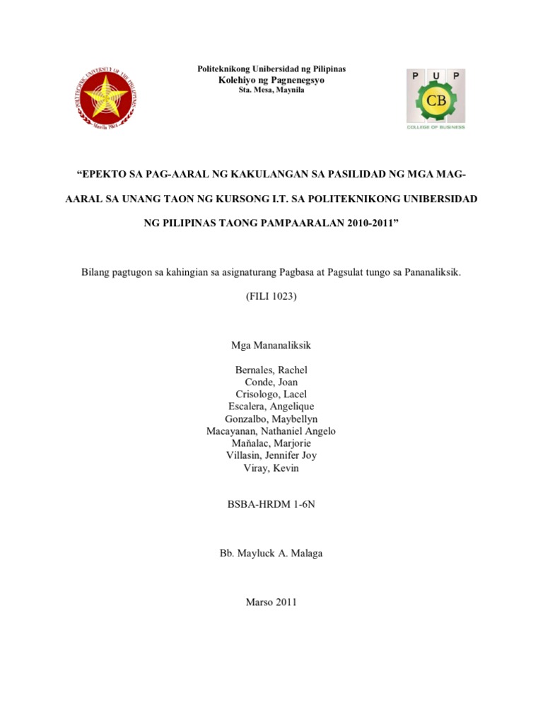 thesis statement tagalog halimbawa
