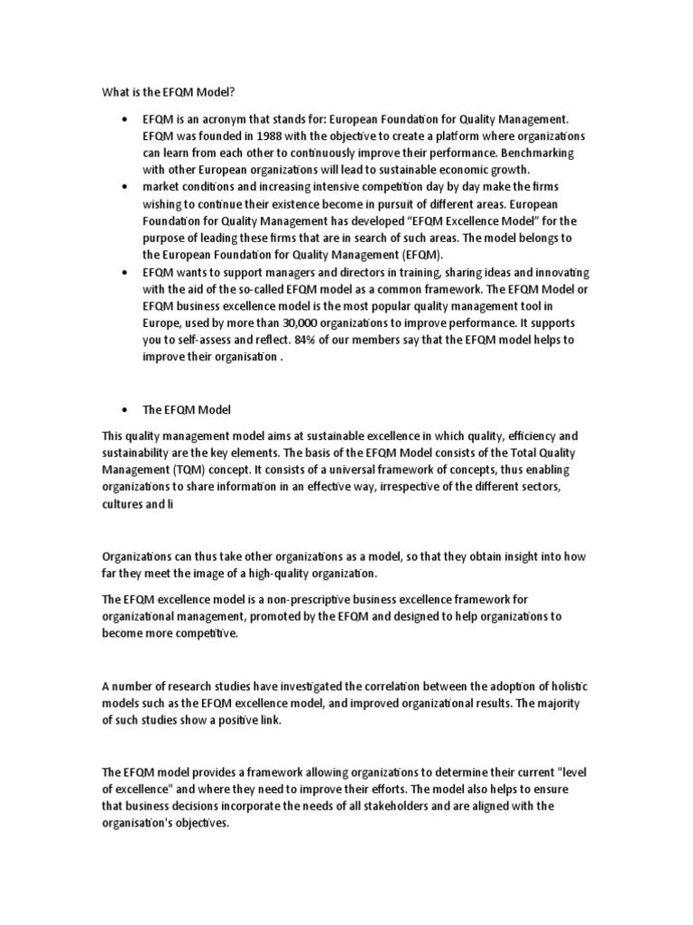 What Is The EFQM Model | PDF | Quality Management | Sustainability