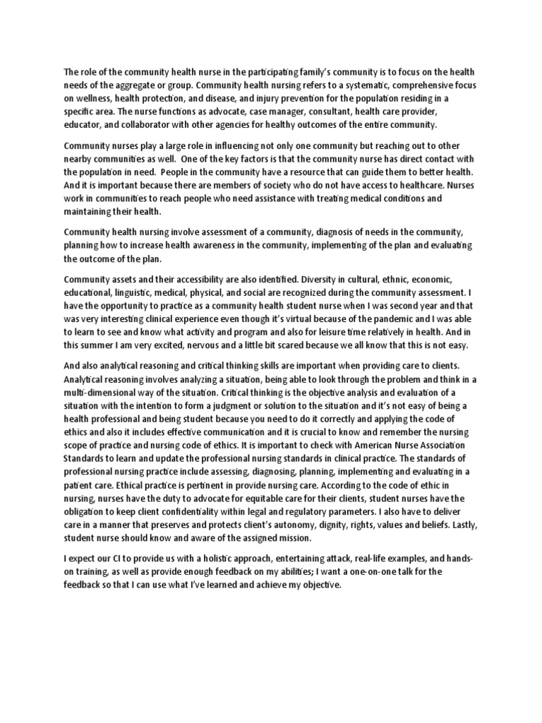 Role of Community Health Nurses | PDF | Nursing | Community