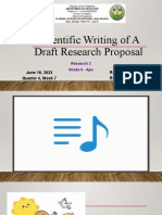 Scientific Writing of A Draft Research Proposal