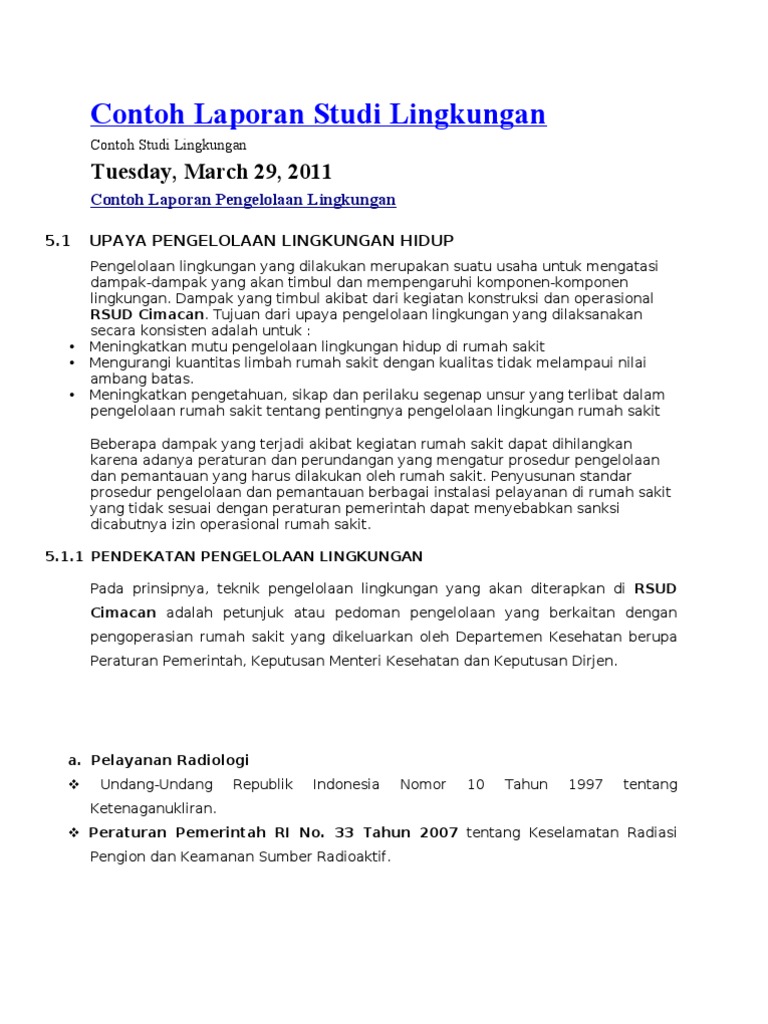 Contoh Laporan Lingkungan