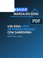 Lista de fornecedores e calendário do Workshop Marca do Zero