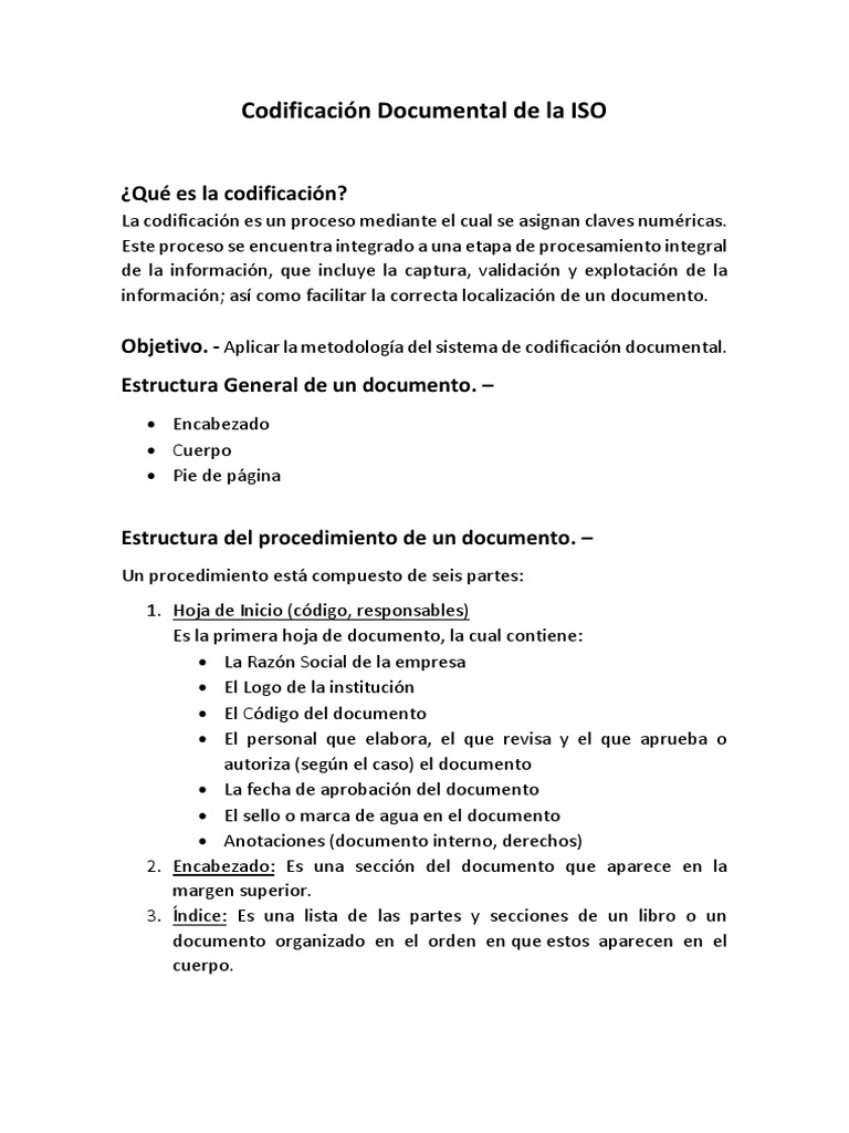 Codificación Documental de la ISO | PDF | Organización internacional ...